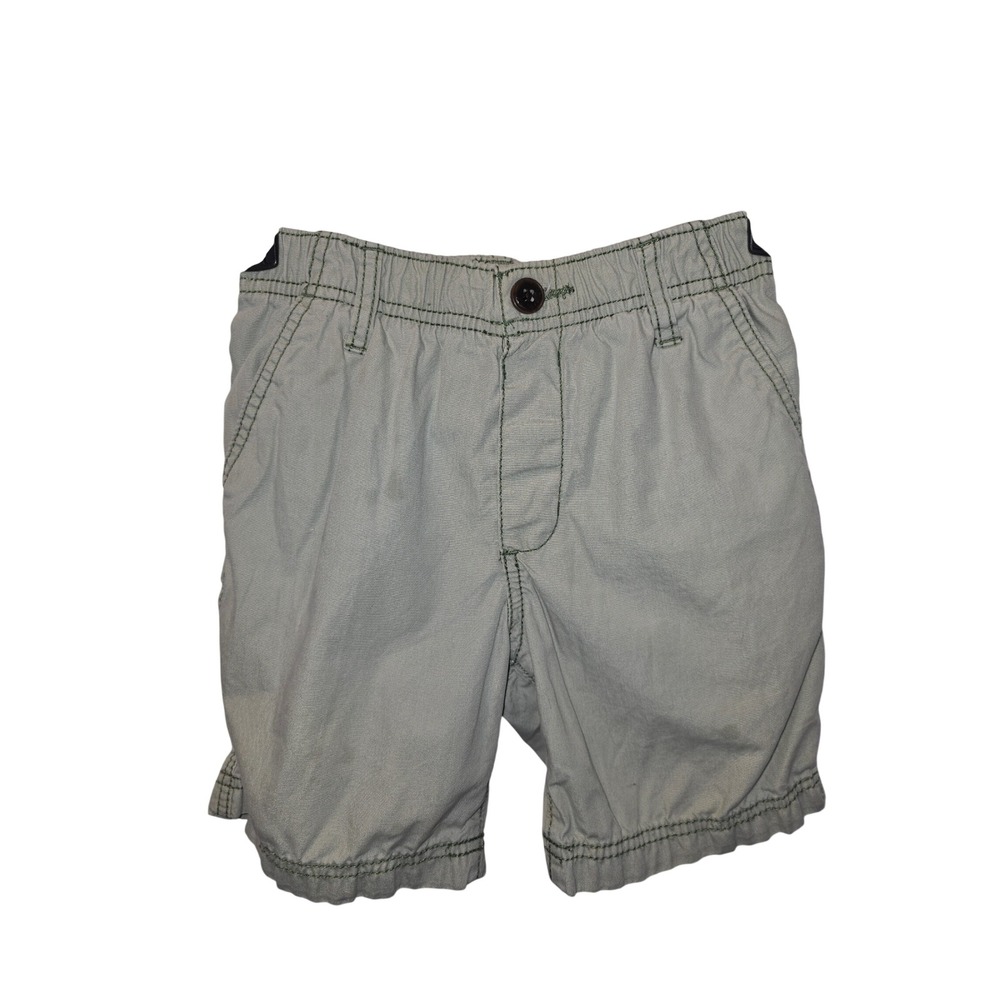 OshKosh Bgosh Boys Sage Green Cotton‎ Cargo Shorts Size 6 Elastic Waist Utility